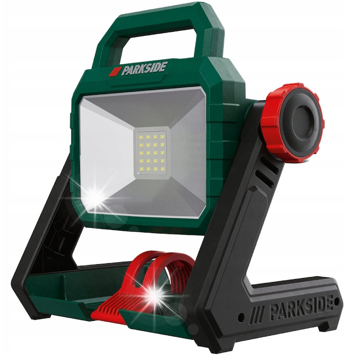 Proiector LED portabil Parkside, 20W, 20 diode, 2 intensitati, alimentare 12V/20V sau 230V, cu adaptor