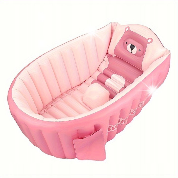 Cada pentru baie gonflabila, Perfectlife, dimensiuni compacte, antiderapanta, roz