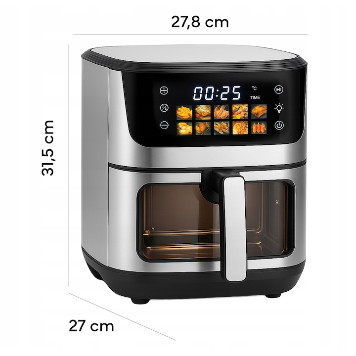 Friteuza cu aer cald 5in1 Gastroback, Air Fry&Pizza, fara ulei, 7 functii, 4 programe, capacitate 22 l, timer, temperatura ajustabila 55-220°C, butoane tactile, rotisor, piatra pentru pizza, accesorii, negru