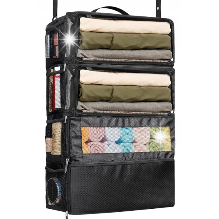 Perfectlife utazási rendszerező táska, 60x23x37cm, fekete, felakasztható kivitel, multifunkcionális
