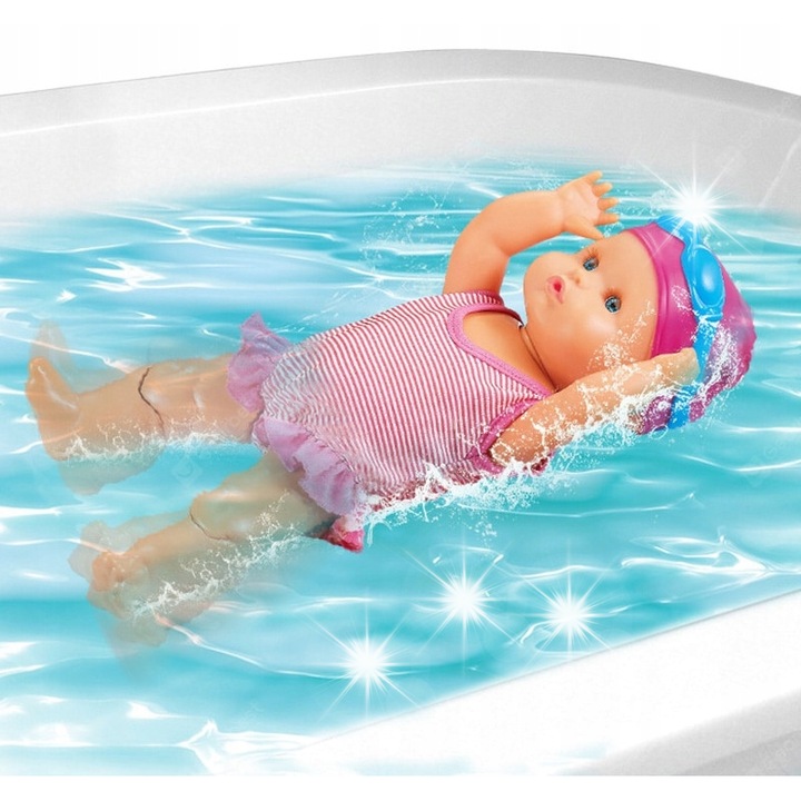 Lala interactiva bobas, Stator, 33cm, costum roz, set cu baterii