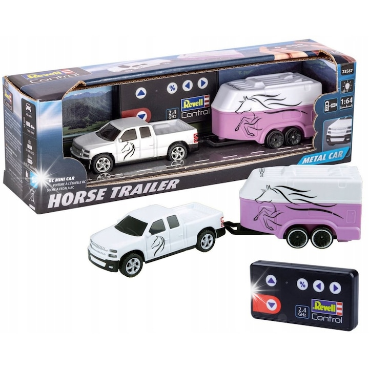 Masinuta RC cu remorca pentru cai, Revell, 1:64, 2,4GHz, metal, 16x4x4cm