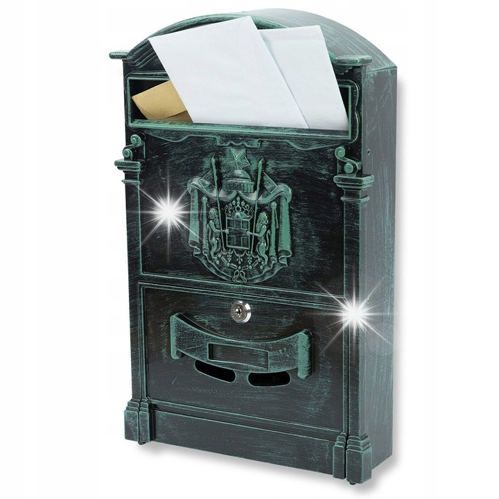 Cutie postala Steelfence A4, verde, din otel si aluminiu, rezistenta la intemperii, dimensiuni 40x25,5x9cm