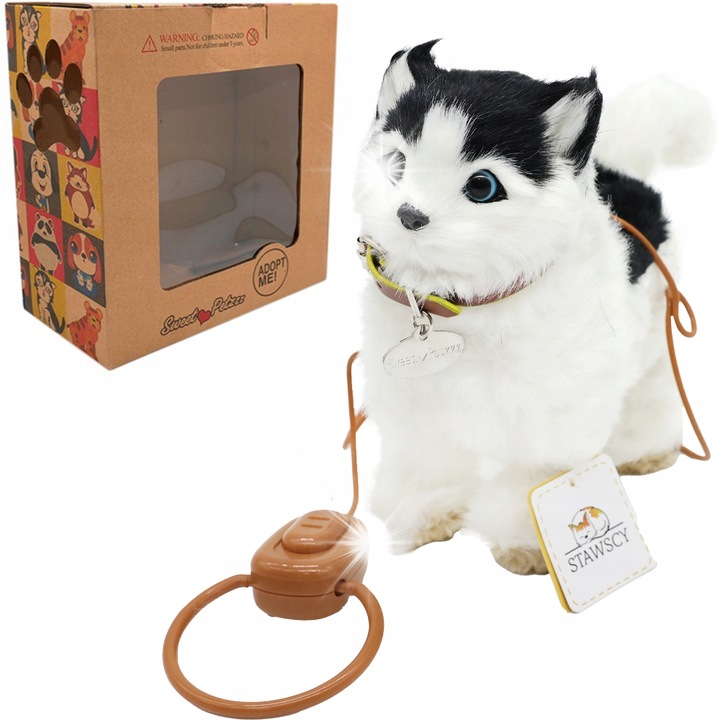 Pisica interactiva pe lesa, Stawscy, 21x20x9cm, cu sunete, miscare, multicolor