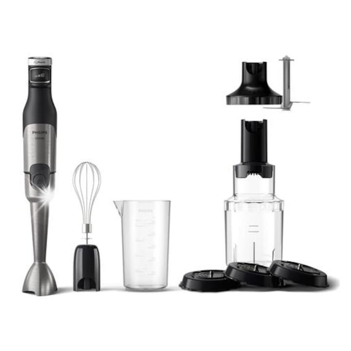 Пасатор Philips 5000 Series HR2684/00, 1200 W, черен/сребрист, с аксесоари за пасиране, смесване и нарязване