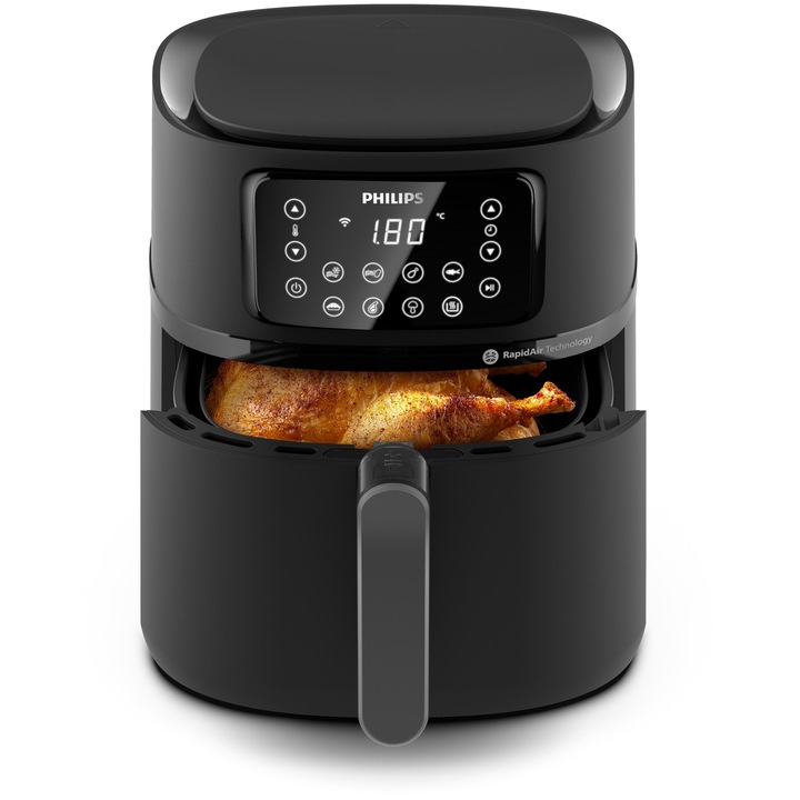 Фритюрник Philips HD9285/90 7,2л 2000W Airfryer XXL, 16 програми, черно-сребрист, 300x410x330мм