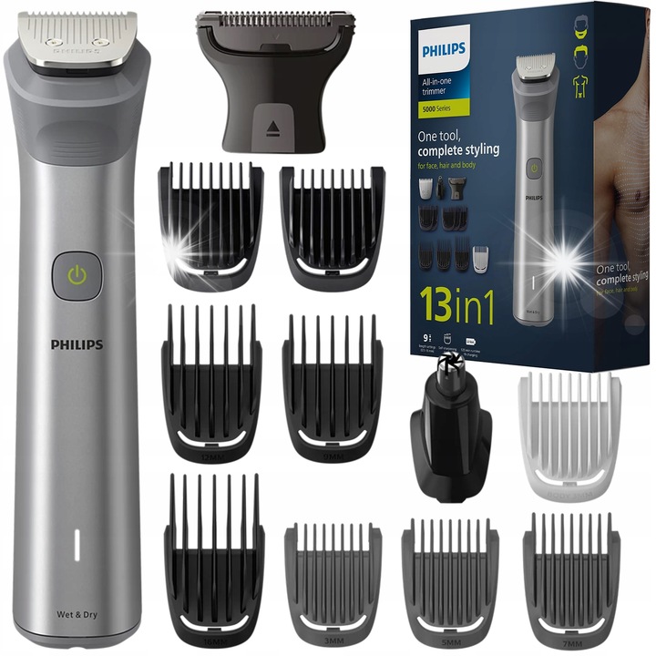 Philips Multigroom Series 5000 13 az 1-ben testszőrzetvágó, 13 tartozék, BeardSense technológia, vízálló