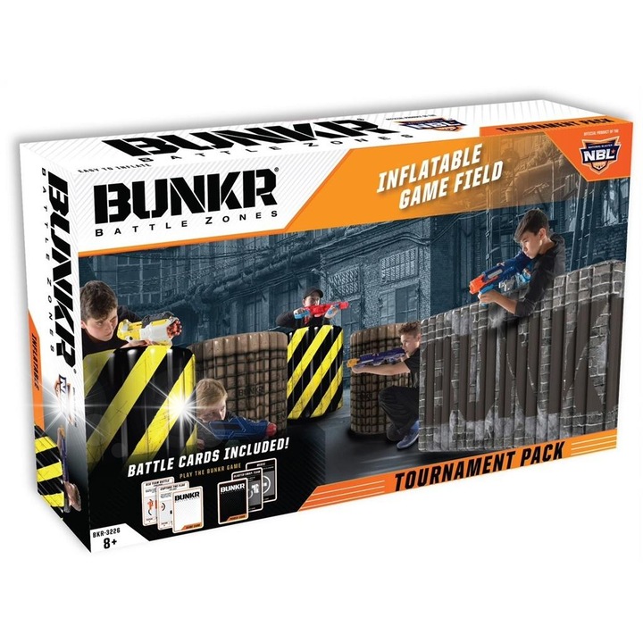 Set turneu Bunkr Battlezones, 6 obstacole umflate, 213x6x86cm, 96x6x86cm, pentru Nerf, 8+ ani