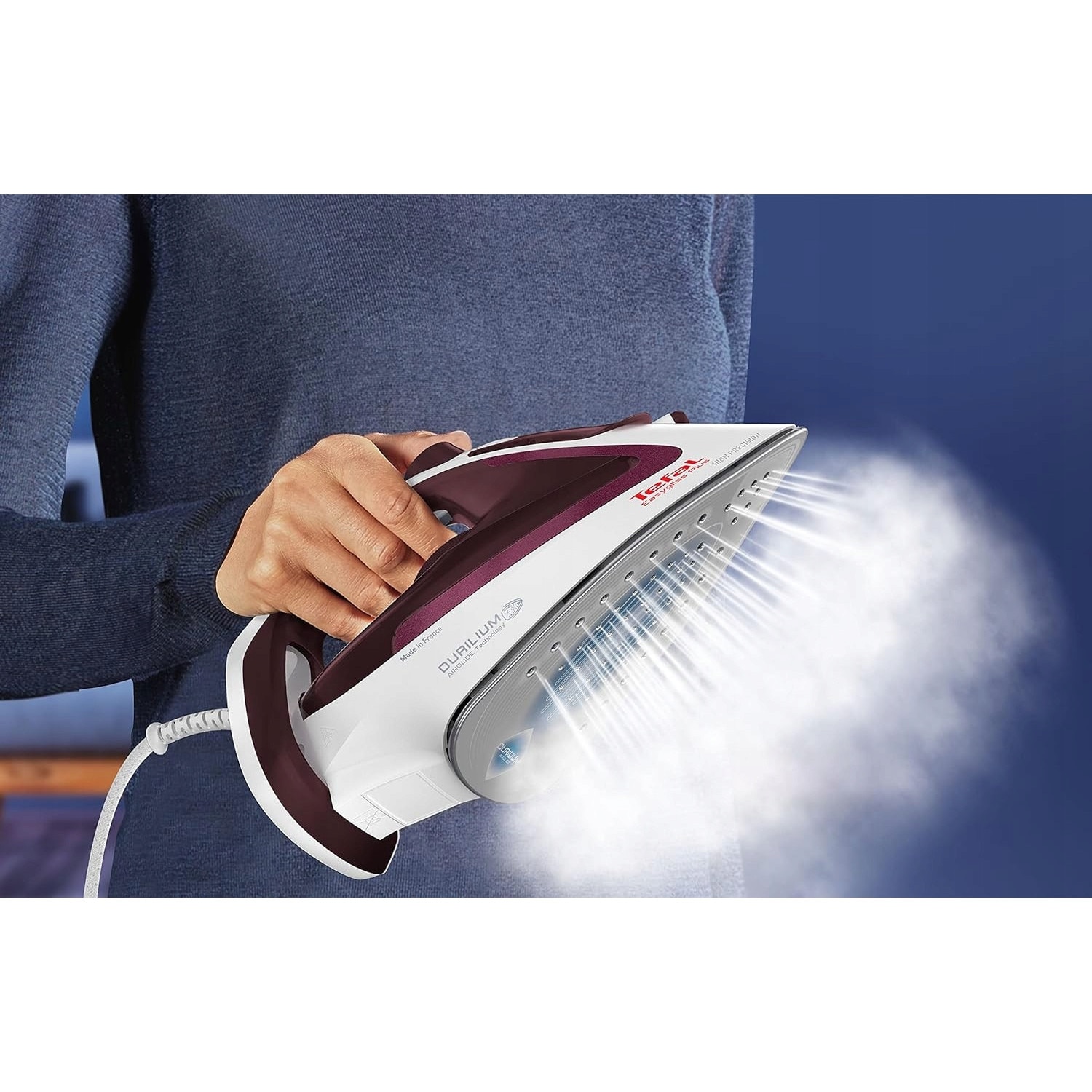 Fier de calcat Tefal FV5716 Easygliss Plus, 2400W, abur continuu 35g/min, abur puternic 160g/min, ceramica, alb