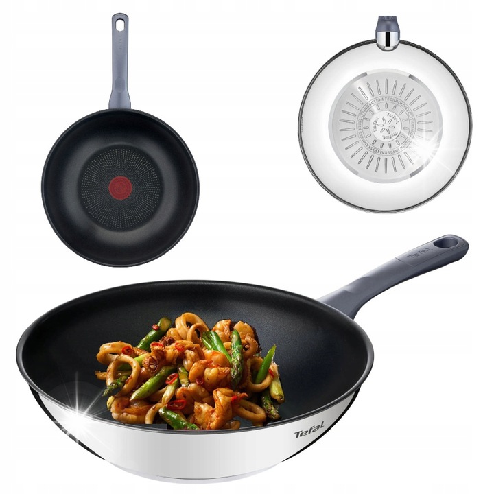 Tigaie Wok Tefal Daily Cook 28 cm, neaderenta 2X Titanium, compatibila cu toate tipurile de plite