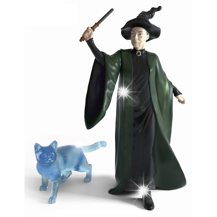 Figurina Harry Potter, Profesor McGonagall si patronus pisica, 12cm, set