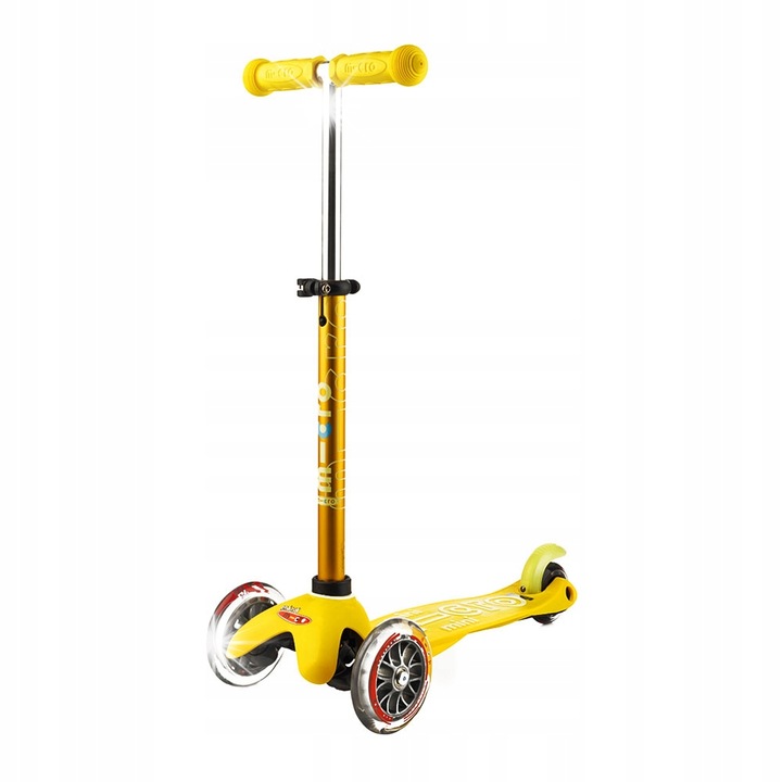 Тротинетка Mini Micro Deluxe, 3 колела, регулируема височина, жълта, за деца 2+ години