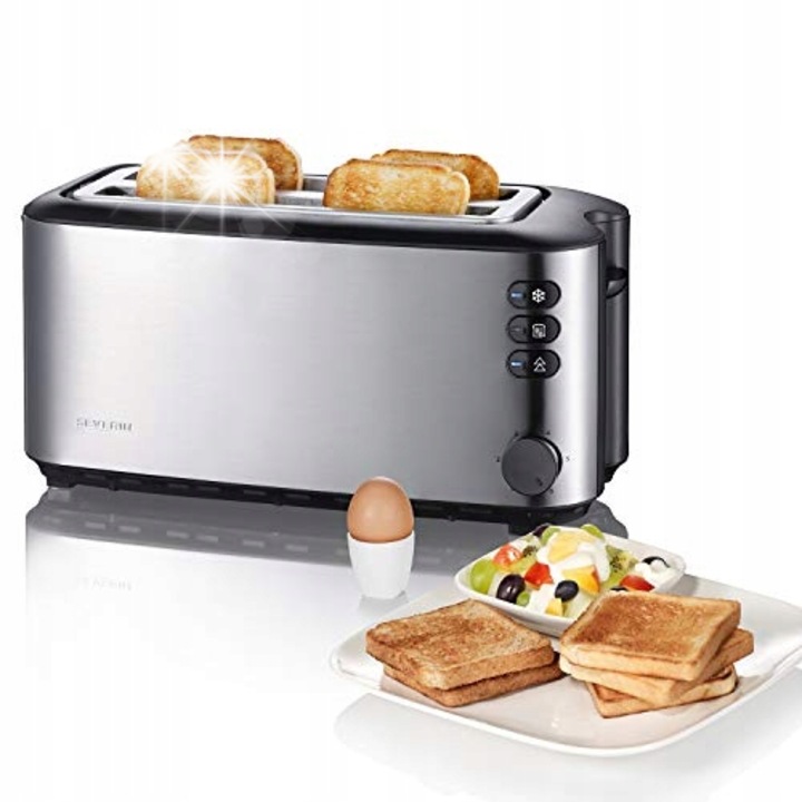 Тостер Severin AT 2509, 1400W, 4 филии, сребристо-черен