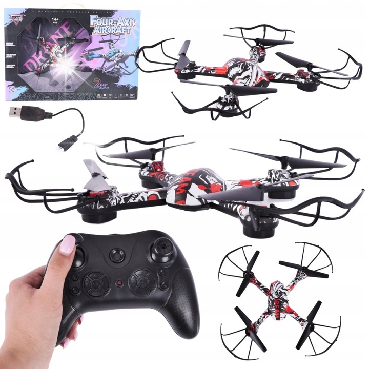 Dron ProNice, R/C, multicolor, set complet cu pilot, camera avansata, stabilizare, baterie de lunga durata