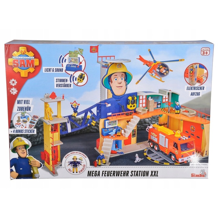 Statie de pompieri Simba Sam, set complet, efecte sonore si luminoase, 3+ ani