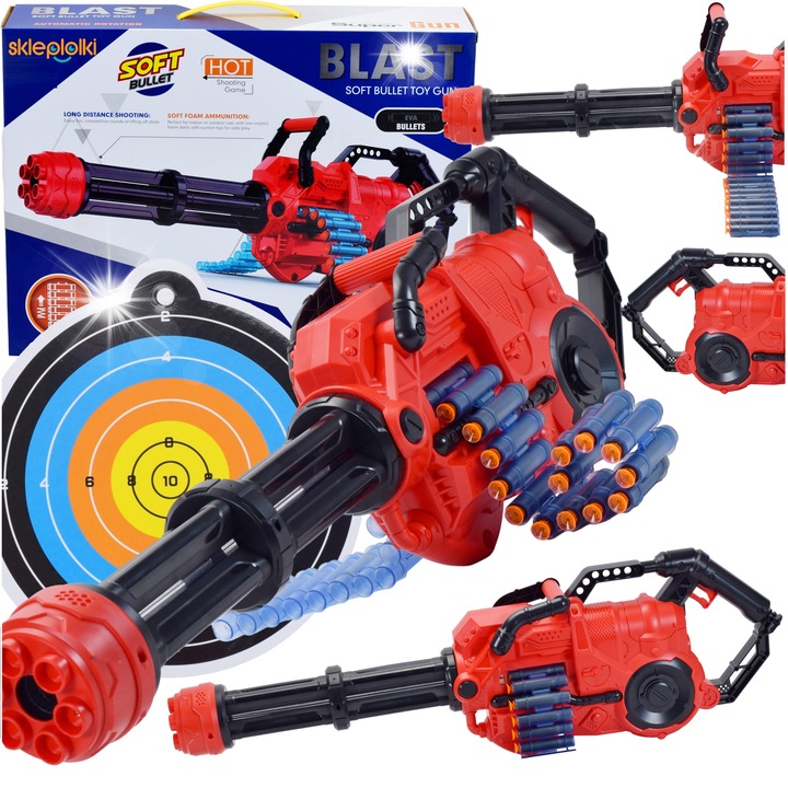 Pistol de jucarie, Skleplolki, automat, 40 sageti din spuma, 70cm, multicolor