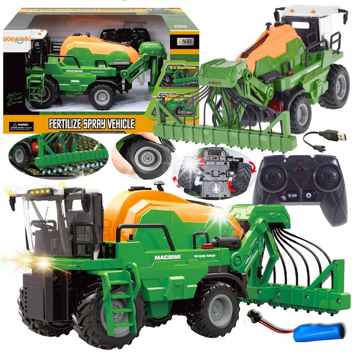 Traktor Opryskiwacz RC Matadi, 1:24, fény- és hangeffektek, gőzfunkció, 13x26x19cm, teljes készlet