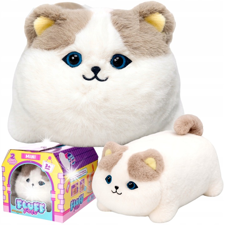 Pisicuta de plus, interactiv, Skleplolki, pisica, reactie la atingere, functie de repetare a cuvintelor, multicolor, 30x25cm