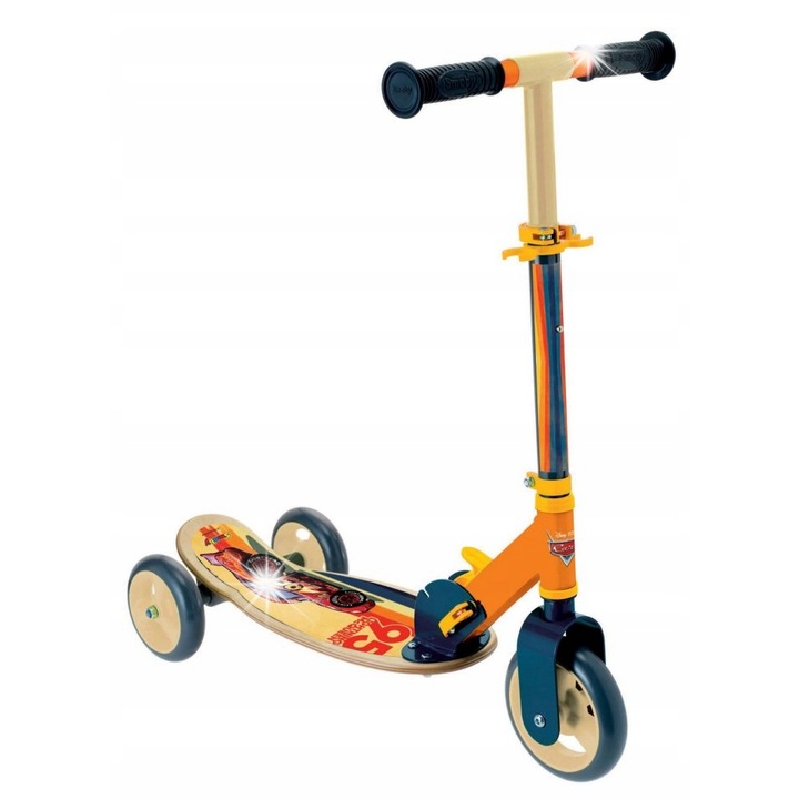 Smoby Autók 3 kerekű roller, fém, fa, 67-70cm, 3 év+