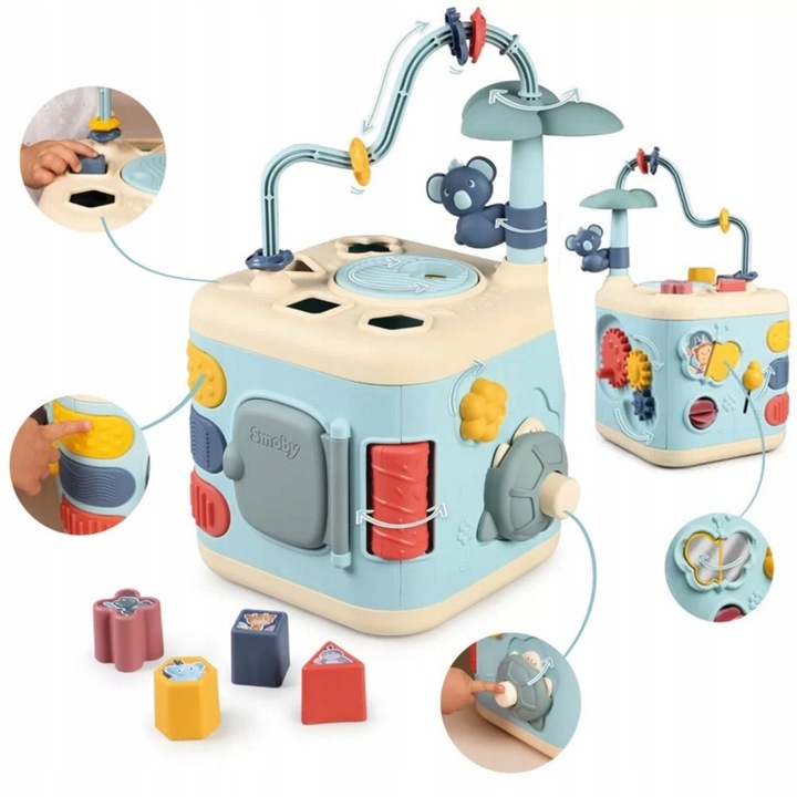 Куб за моторни и сензорни дейности Smoby Little, 13 дейности, 27x29x39см, многоцветен