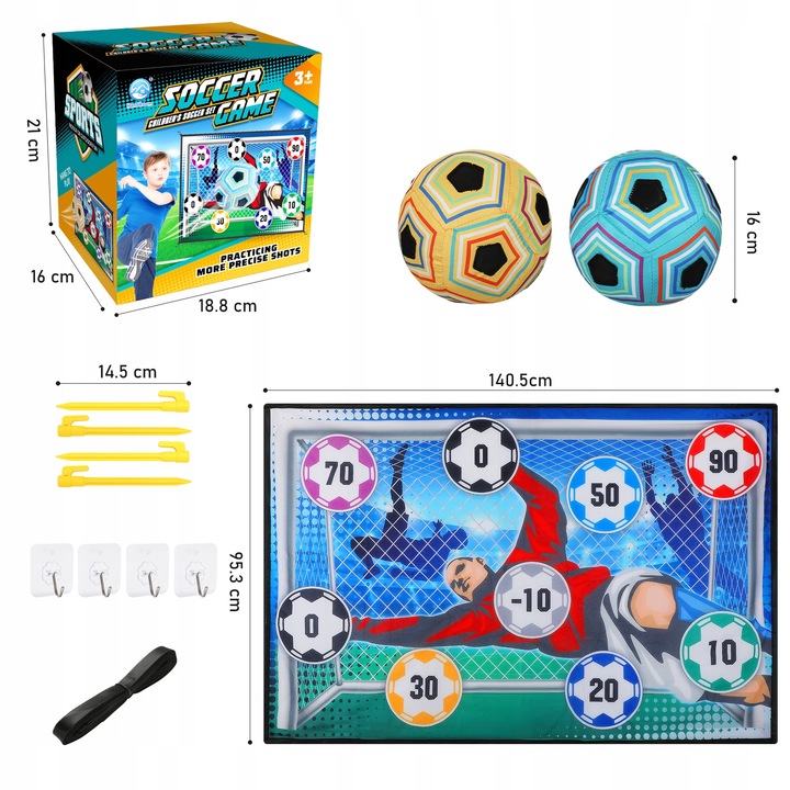 Set de joc fotbal, VATOS, 2 mingi moi, multicolor, pentru interior si exterior