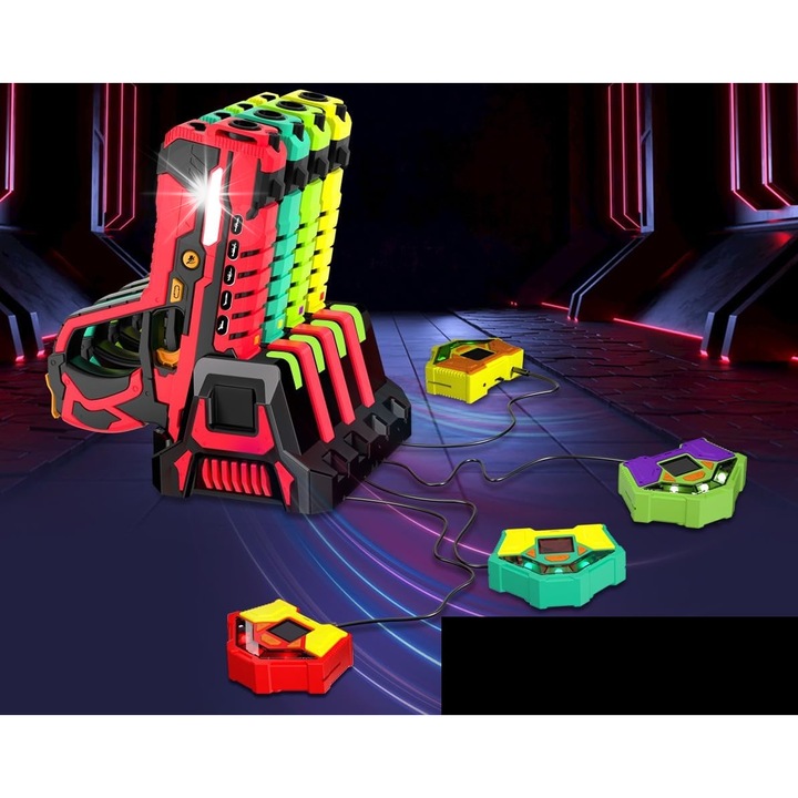 Set de joc Laser Tag cu 4 pistoale si 4 opase, VATOS, 5 moduri,
