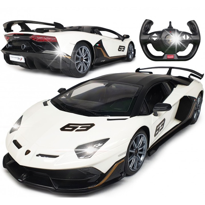 Masinuta Rastar Lamborghini Aventador SVJ Performance 1:14, LED-uri, 337x158x85mm, set complet