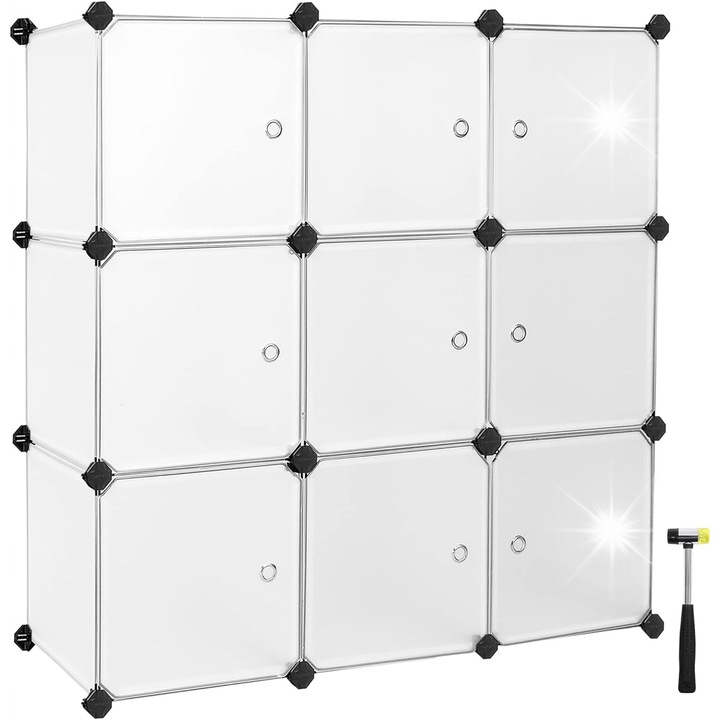 Tárolópolc, Songmics, 9 rekeszes, fehér, 93x31x123cm