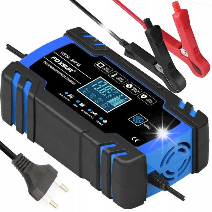 Redresor auto, Foxsur, automat cu functie de reparare, 12V/24V, 17x10x6cm