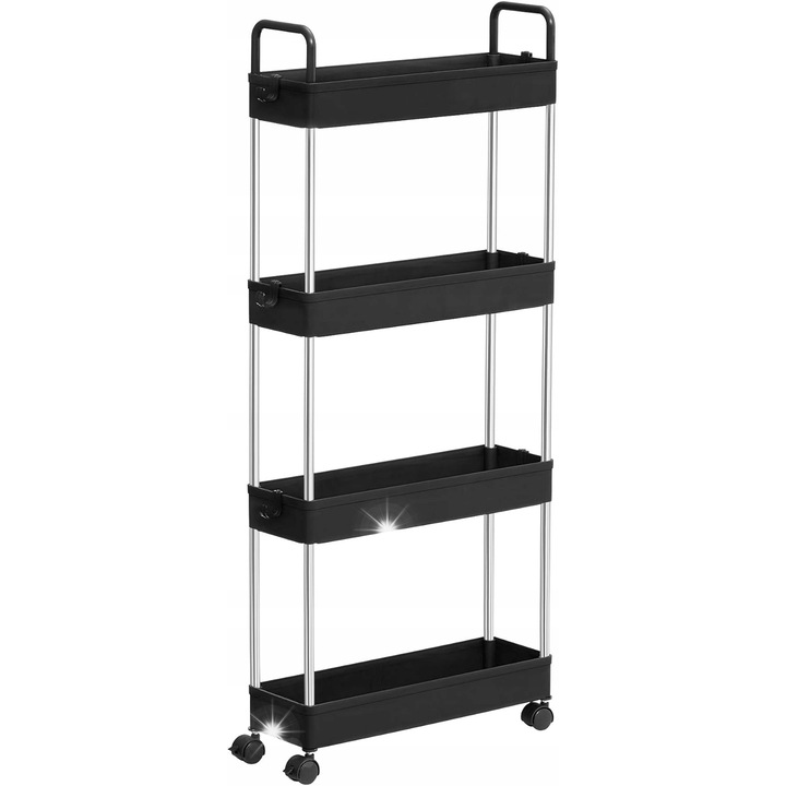 Konyhai kocsi, Songmics, mobil kocsi 4 szintes, fekete, 42x13,5x86cm