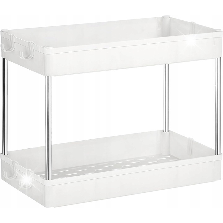 Поставка за почистващи препарати, Songmics, 2 нива, бяла, 40x22x31 см