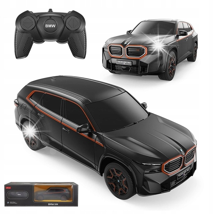 Masinuta RC BMW XM, 1:24, negru, amortizoare cu arc, roti din cauciuc