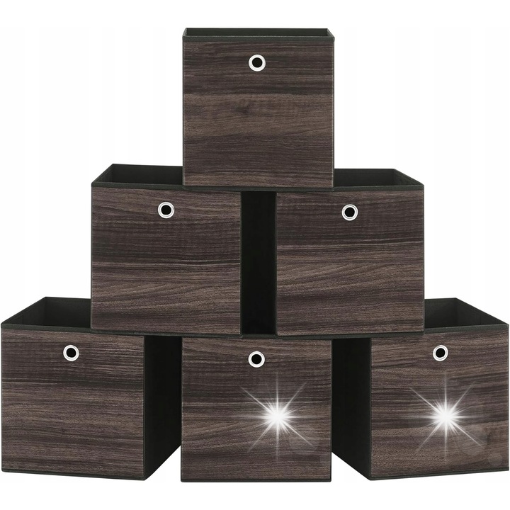 Set 6 cutii depozitare, ‎SONGMICS, 27L, design elegant, maro, 30x30x30cm