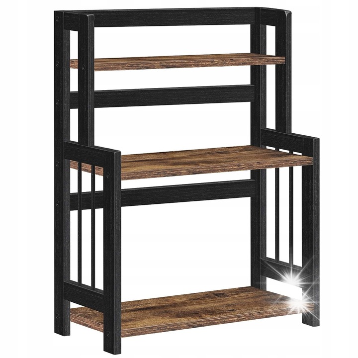 Raft pentru condimente, Songmics, 3 niveluri, bambus, negru