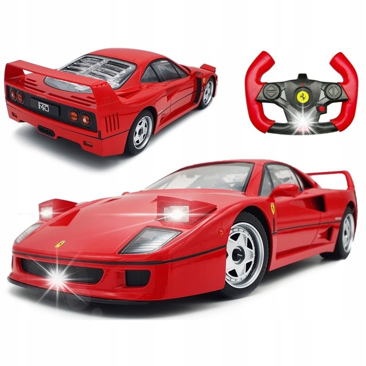 Masina de jucarie model Ferrari F40 1:14 Rastar, LED-uri, 320x83x150mm, set complet cu telecomanda