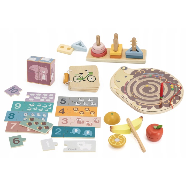 Set jucarii educative, Viga, 24-36 luni, elemente din lemn, coordonare mana-ochi