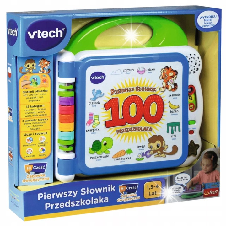 Dictionar interactiv pentru copii, Vtech, 12 pagini colorate, poloneza si engleza