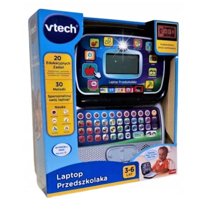 Interaktív laptop gyerekeknek, Vtech, 20 gyakorlat, többszínű