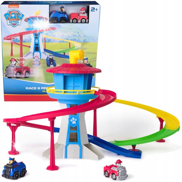 Spin Master Autós készlet, Mancs Őrjárat szett, torony és 2 kutyás jármű, többszínű