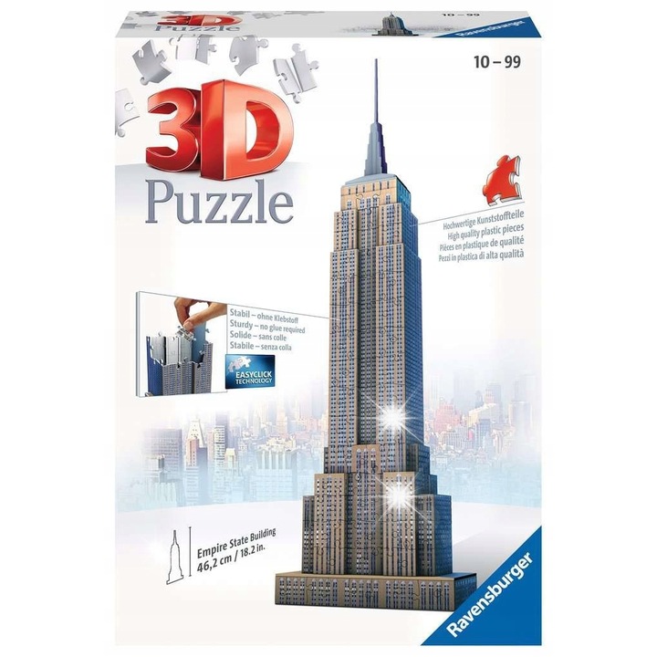 Puzzle 3D Empire State Building, 216 elemente, 18x18x46.2cm