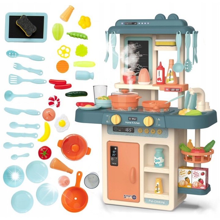 Bucatarie pentru copii, RECREO, mare, cu sunete, 42 accesorii, granat, 63x45,5x22cm