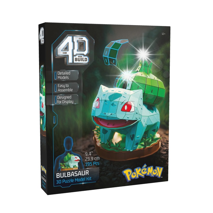 Пъзел 4D Build Spin Master Булбазавър, 195 части, 21,6x24см