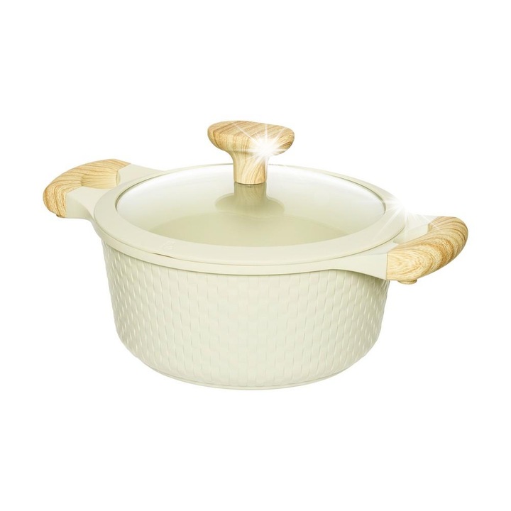 Fazék, Resto, 20 cm, 2.4 L, üvegfedővel, tapadásmentes, alumínium