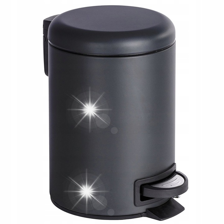 Cos de gunoi metalic Wenko 3L, cu capac si pedala, dimensiuni 22,5x17x25cm, finisaj mat, ideal pentru baie sau birou