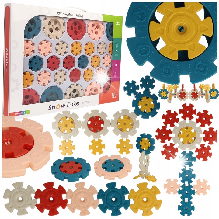 Комплект за конструиране Stator, 120 елемента, снежни плочи, 5 см и 9 см, цветни