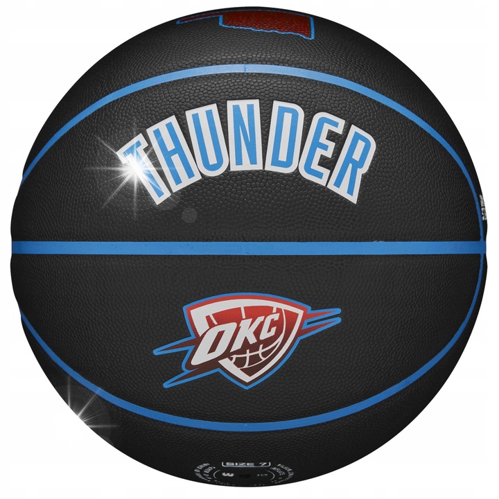 Minge baschet Wilson NBA Team City Thunder, 7, neagra, piele compozita
