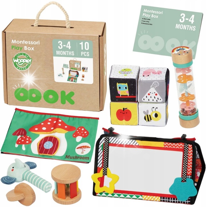 Woopie Szenzoros játékkészlet, Montessori 6 az 1-ben, 3-4 hónap