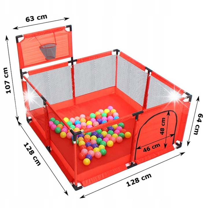 Tarc de copii Stator, cu cos de baschet, 128x128cm
