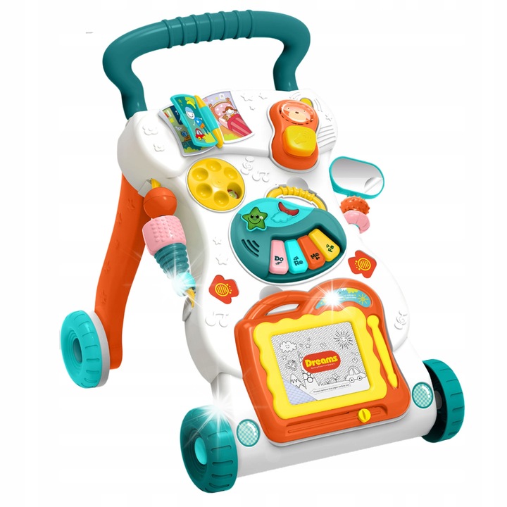 Premergator interactiv WOOPIE, cu functie de jucarie muzicala, multicolor, 31x41,5x45cm, pentru copii de la 6 luni