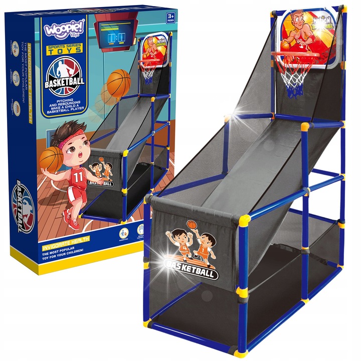 Kosárlabda játékszett, Woopie, kültéri és beltéri, könnyen összeszerelhető, 3 év+